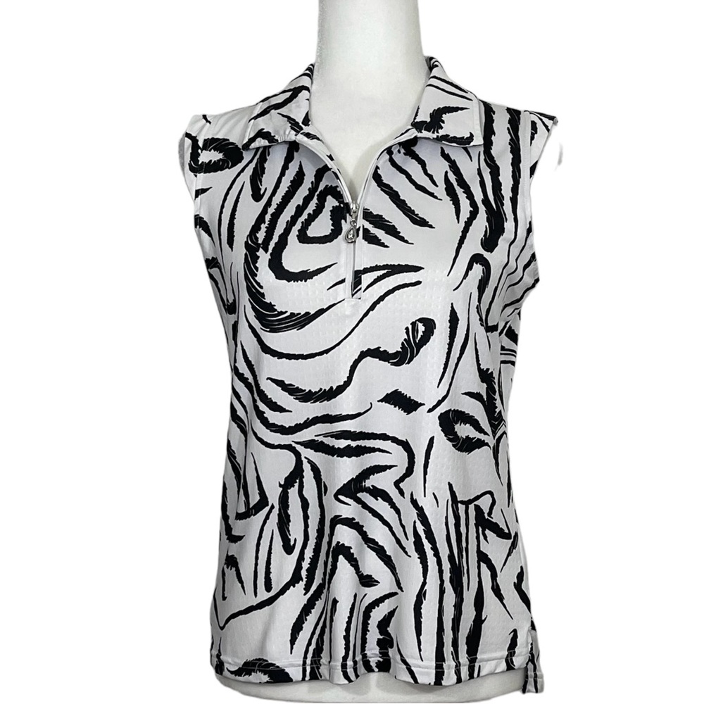 San Soleil Zebra Print Sleeveless Golf/Tennis Top